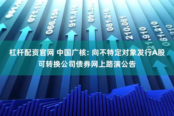 杠杆配资官网 中国广核: 向不特定对象发行A股可转换公司债券网上路演公告